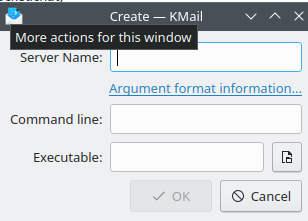 Dialog to create a specific launch action